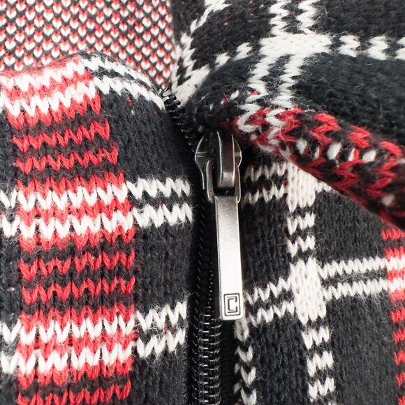 Chaps Asymmetric Zip Plaid Sweater Vest Womens 2X Cotton Knit Preppy Cabincore - Picture 7 of 15